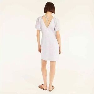 J Crew Women's White Peri Shadow V-Back Linen Shirtdress In Gingham Size…